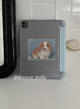 韩ins小众复古下雪的兔子11代air7/6/5/4平板10代ipad保护壳pro2025防摔透明笔槽11寸苹果ipad7/8/9/10保护套