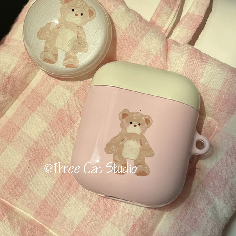 苹果airpods4粉色小熊ins耳机套