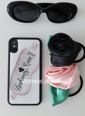 韩系ins甜美艺术粉色眼罩欧尼博主同款手机壳适用于iphone17promax/16pro苹果15/14/13/12黑边11保护套Xsmax