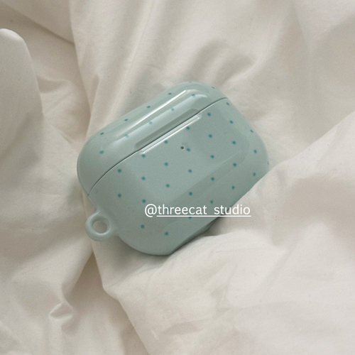airpods4薄荷绿模糊小波点耳机套