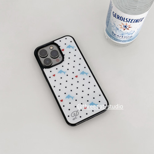 海豚爱心古早波点iphone17手机壳