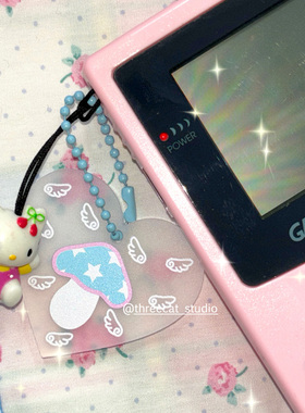 韩系ins少女心Y2K雾面亚克力古早翅膀蘑菇车钥匙收纳包包耳机挂件