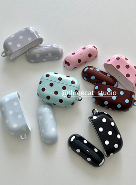 韩ins设计chic少女心复古古早波点pro3进口菲林耳机壳适用于苹果1/2/3/4代airpods pro2保护套airpods 4代硬