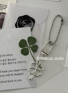 韩系ins小众设计Y2K少女四叶草钥匙扣airpods挂件包包挂饰新款