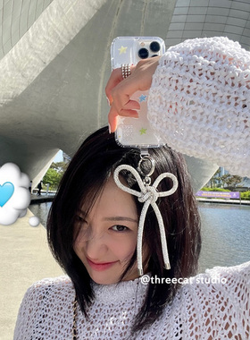 韩国ins博主同款小众闪亮水钻蝴蝶结挂饰包包挂件时尚手机壳挂饰