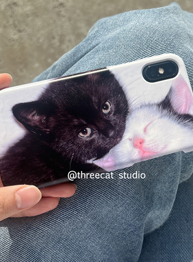 韩ins一对可爱猫咪欧尼菲林壳适用于iphone17promax苹果16pro/15/14/13/12/11全包Xsmax手机保护套XR亮面