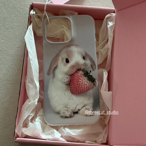软萌治愈抱着草莓兔子手机壳