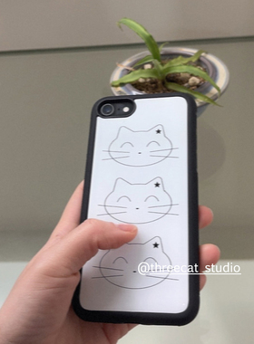 韩系ins少女心简约三只猫咪欧尼同款手机壳适用于iphone17promax/16pro苹果15/14/13/12黑边11保护套Xsmax