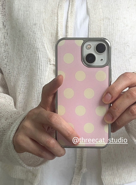 韩系ins小众古早风黄色大波点博主同款手机壳适用于iphone16promax/15pro苹果15/14/13/12银边11保护套Xsmax