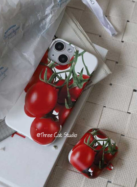 韩ins个性农场红色番茄欧尼菲林壳适用于iphone17promax苹果16pro/15/14/13/12/11全包Xsmax手机保护套XR亮面