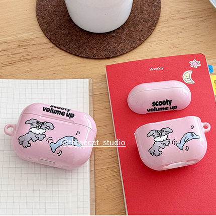 韩ins设计狗狗海豚音符熊pro3进口4代菲林耳机壳适用于苹果1/2/3/4代airpods pro2保护套airpods 4代硬亮