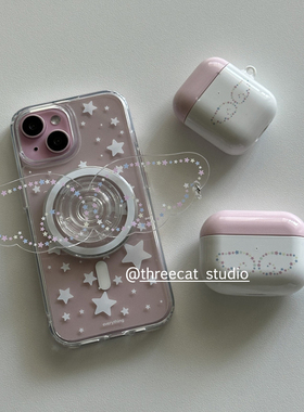 韩ins设计甜美Y2K星星翅膀pro3进口菲林耳机壳适用于苹果1/2/3/4代airpods pro2保护套airpods 4代硬亮