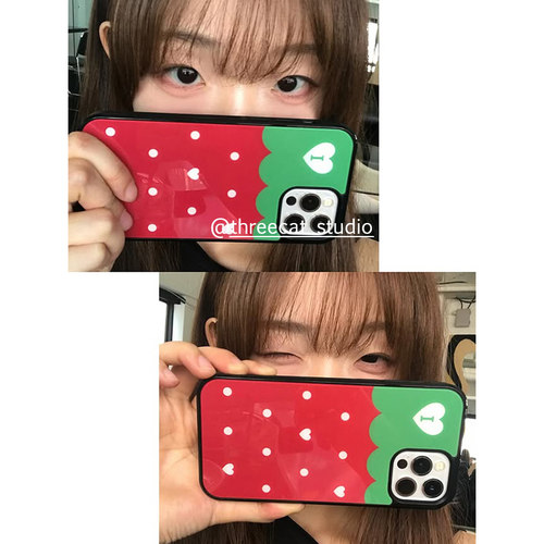 草莓爱心波点iphone17pro手机壳