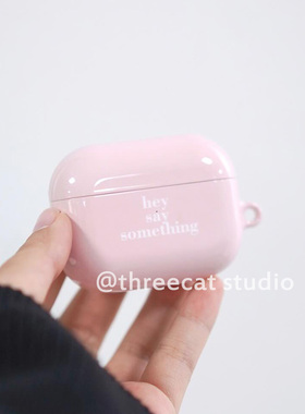 韩ins设计少女粉hey英文pro3进口菲林4代耳机壳适用于苹果1/2/3/4代airpods pro2保护套airpods 4代硬亮