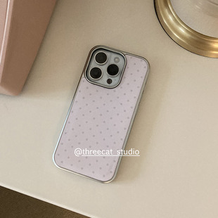 韩ins少女心粉古早小波点欧尼博主同款手机壳适用于iphone17promax/16pro苹果15/14/13/12银边11保护套Xsmax