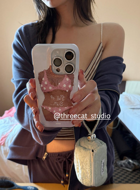 韩ins度假古早波点比基尼Love欧尼菲林壳适用于iphone17promax苹果16pro/15/14/13/12/11全包Xsmax手机保护套