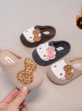 GSRG女童包头外穿棉拖鞋2025冬季新款软底保暖毛毛鞋卡通勃肯棉拖