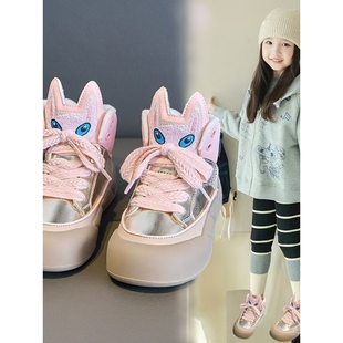 法国G·T女童高帮雪地靴2025冬季新款运动鞋防水防滑加绒短靴棉鞋