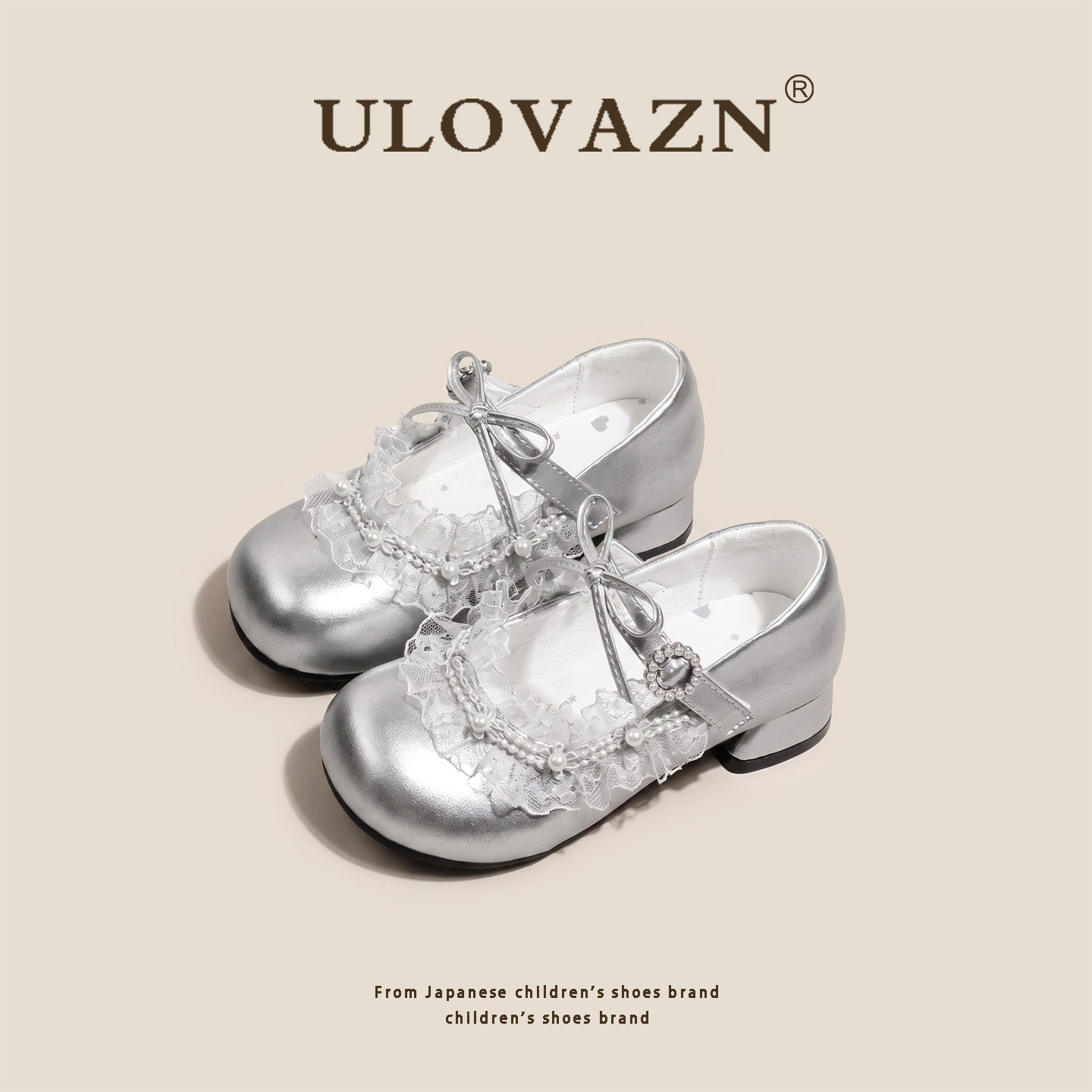 日本Ulovazn童鞋~女童小皮鞋2026秋季新品软底蝴蝶结珍珠装饰单鞋