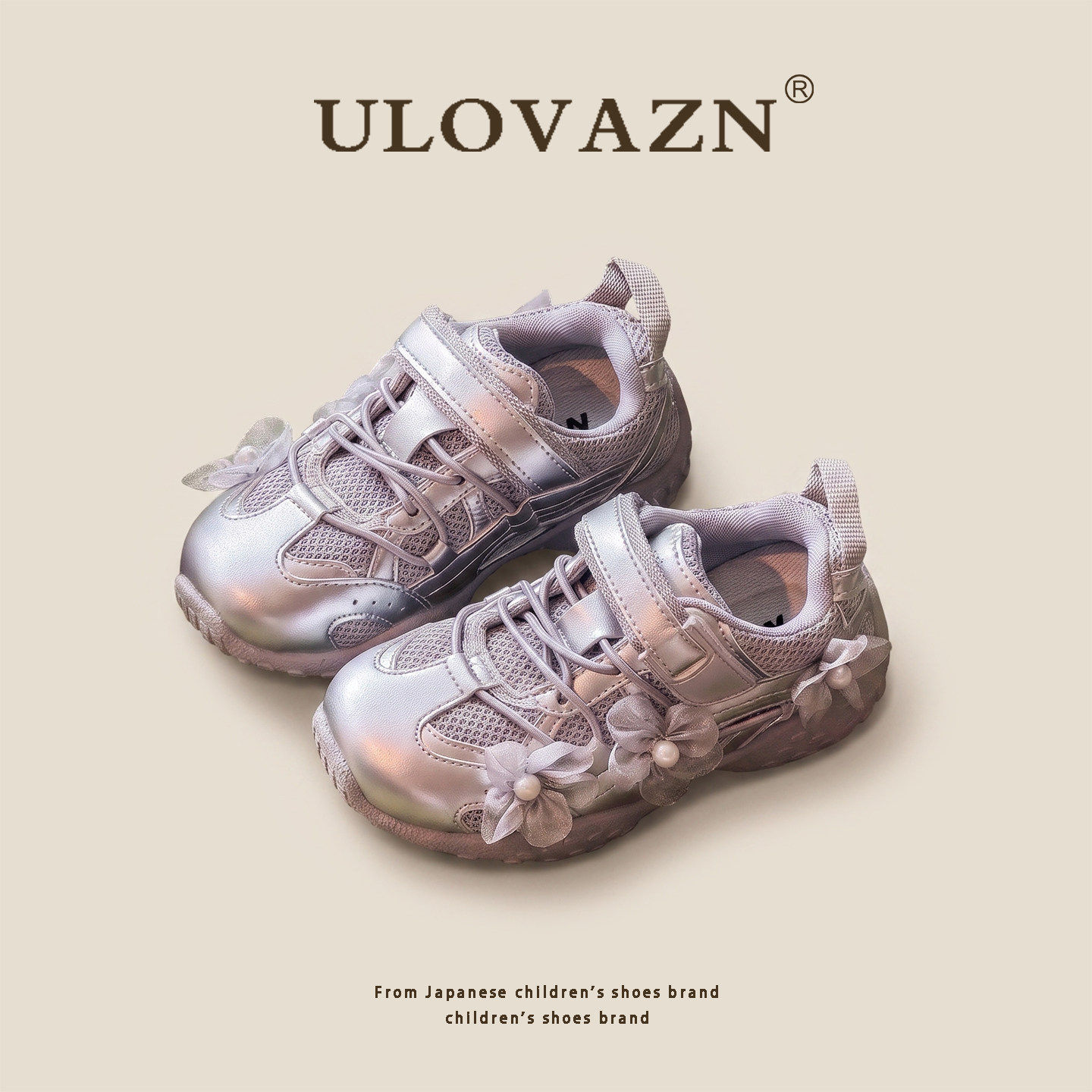日本Ulovazn童鞋~女童运动鞋2026秋季新品防滑软底立体花朵公主鞋