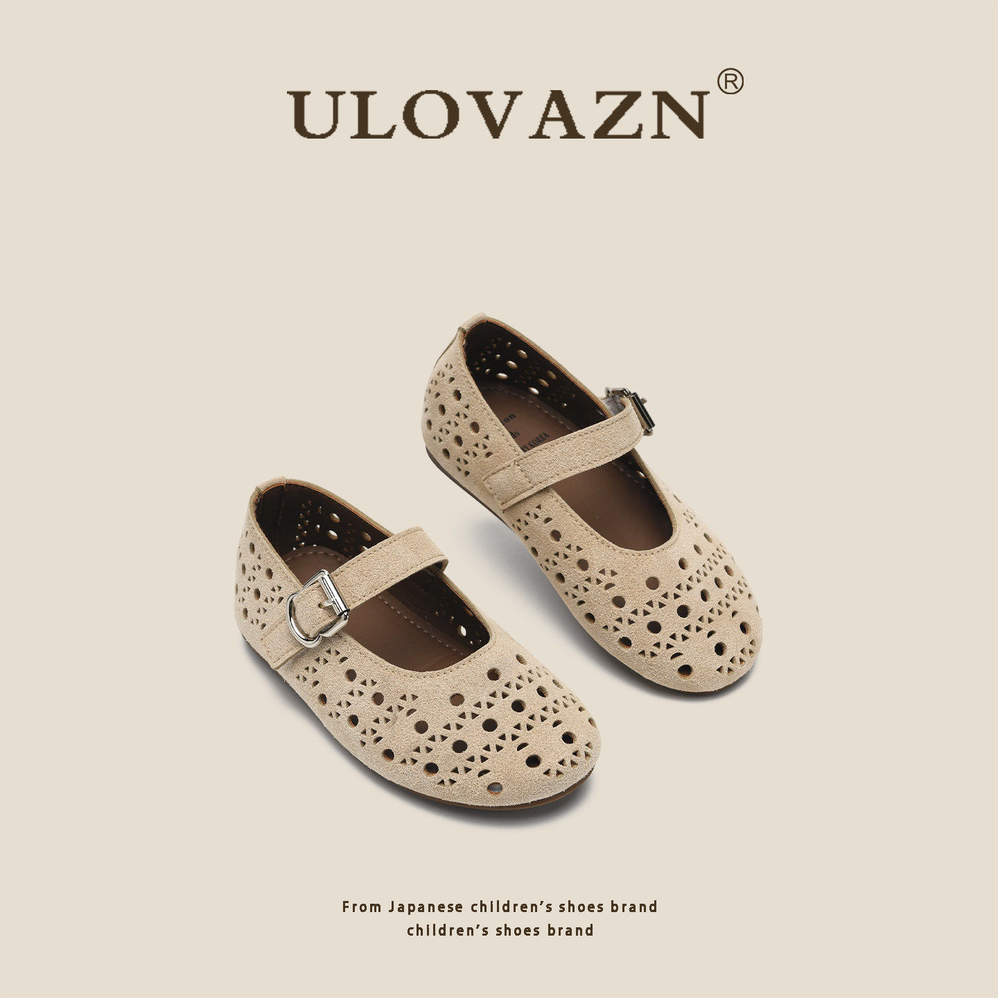 日本Ulovazn童鞋#夏季女童公主鞋儿童软底镂空鞋儿童奶奶鞋豆豆鞋