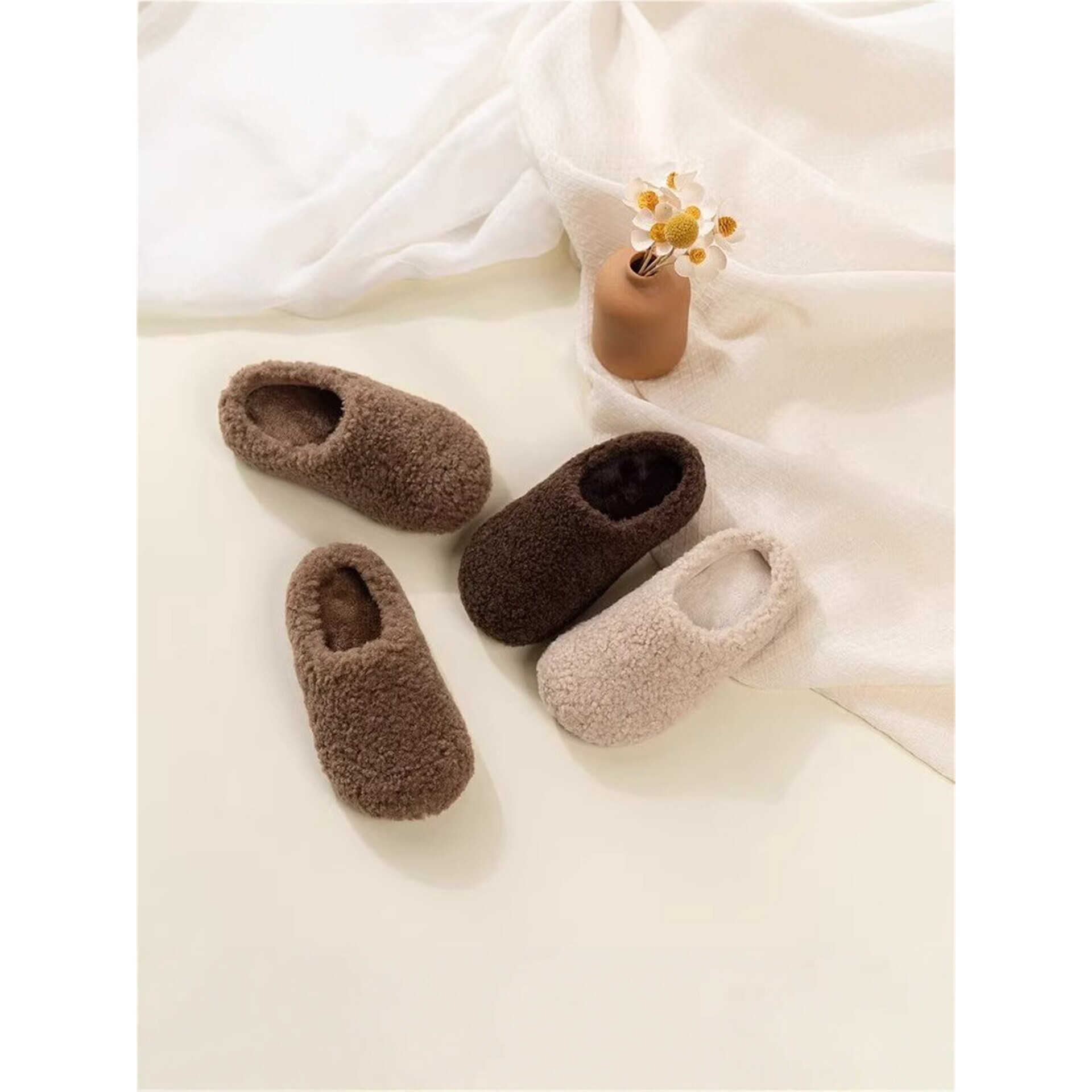 韩国Uamtor儿童棉拖鞋秋冬男女童室内家居鞋中大童软底加绒毛毛鞋