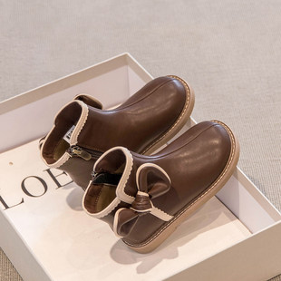 英国DGKP女童靴子2025秋冬季新款马丁短靴儿童小皮鞋加绒公主靴