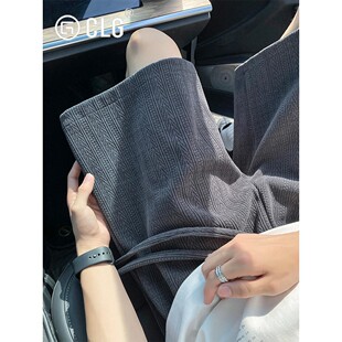 香港CLG潮牌麦穗纹提花设计短裤男夏季新款潮牌宽松休闲五分裤子