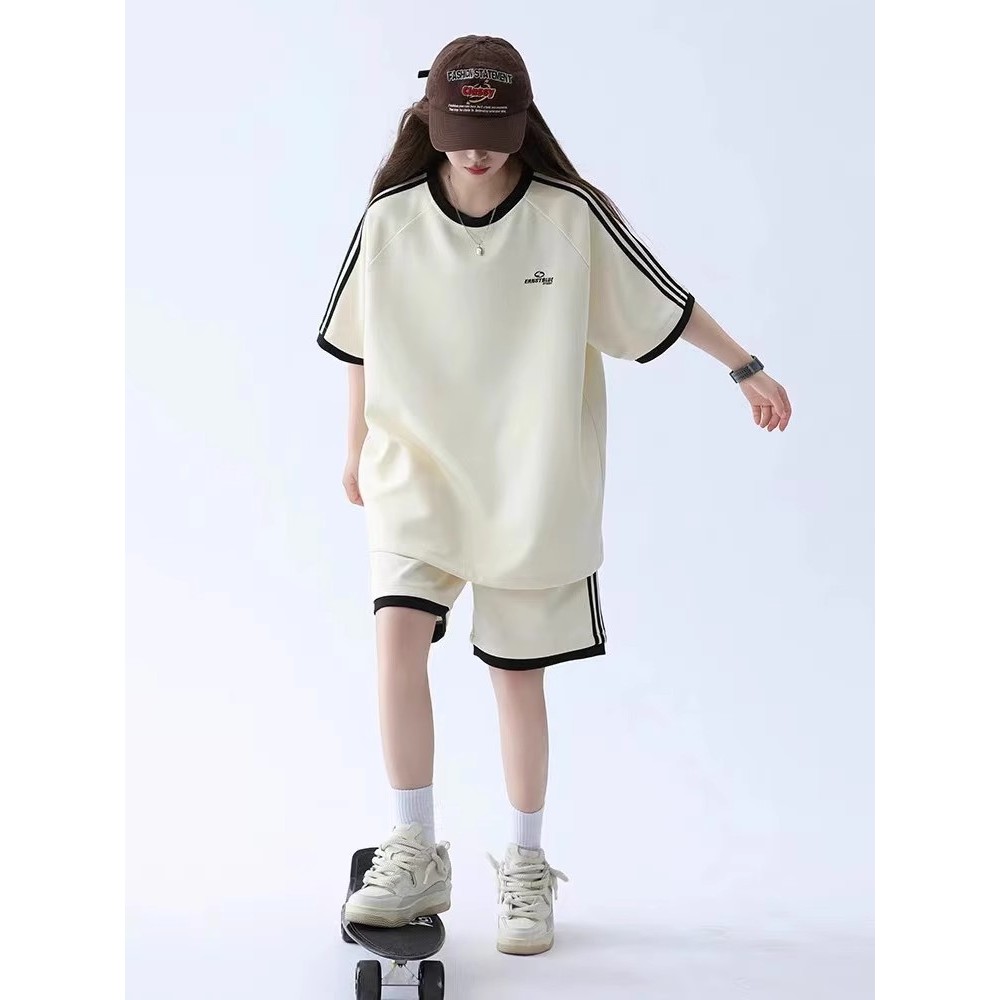 英国NEXT ROAD美式时尚运动服套装女夏季宽松短袖短裤休闲两件套