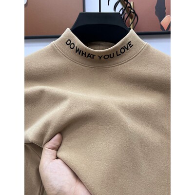 Marolio~Derong半高领底衫男士秋冬长袖t恤加厚绣花上衣双面天鹅