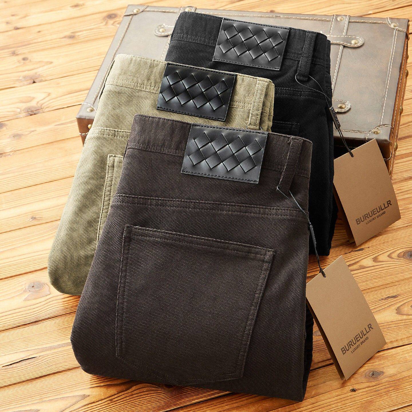 高端肌理纹弹力针织棉质经典五袋款长裤子秋冬商务直筒男士休闲裤