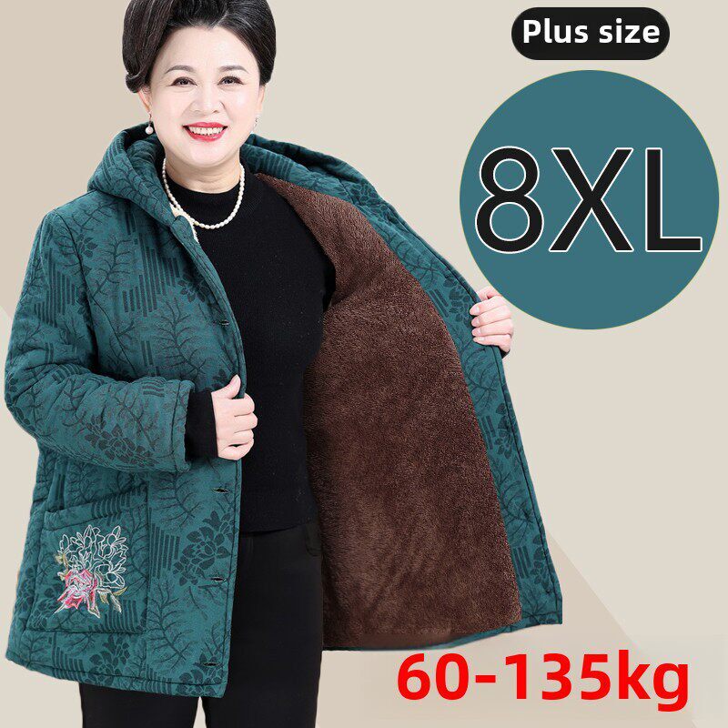 加肥加大码棉服外套女装秋冬季加绒加厚棉衣奶奶棉袄中老年女装