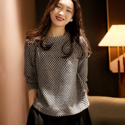 DORACTR 格纹花毛呢罩衫女士立裁版型黑白千鸟格外套上衣冬季新款