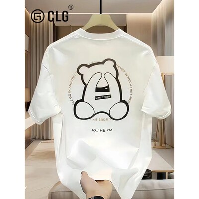 香港Clg时尚品牌Popular Bear可达奢华260克夏季厚重情侣设计短袖