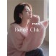 法国Rouje 女秋冬宽松气质休闲毛衣 Chic粉色甜美温柔风软糯针织衫
