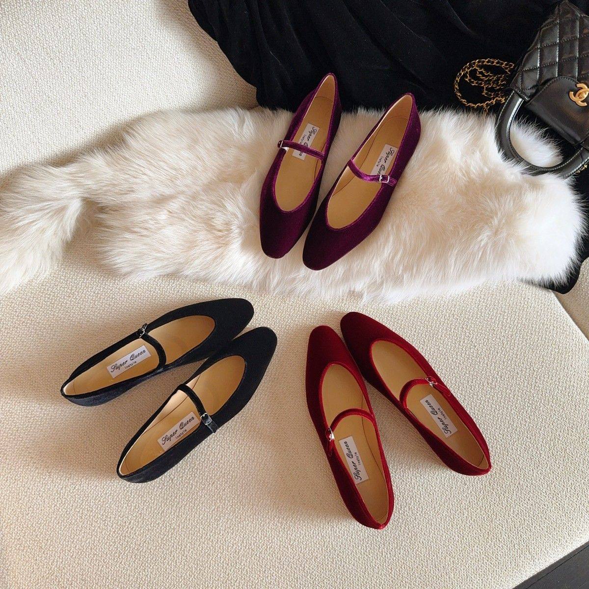 Superqueen高板本 显脚白 丝绒紫色天鹅绒一字带平底玛丽珍单鞋女,女鞋,玛丽珍鞋,淘宝优惠券,粉丝福利购,淘宝优惠卷