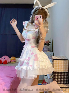 粉色女仆lolita奶牛连衣短裙性感纯欲套装角色扮演兔女郎cos服装