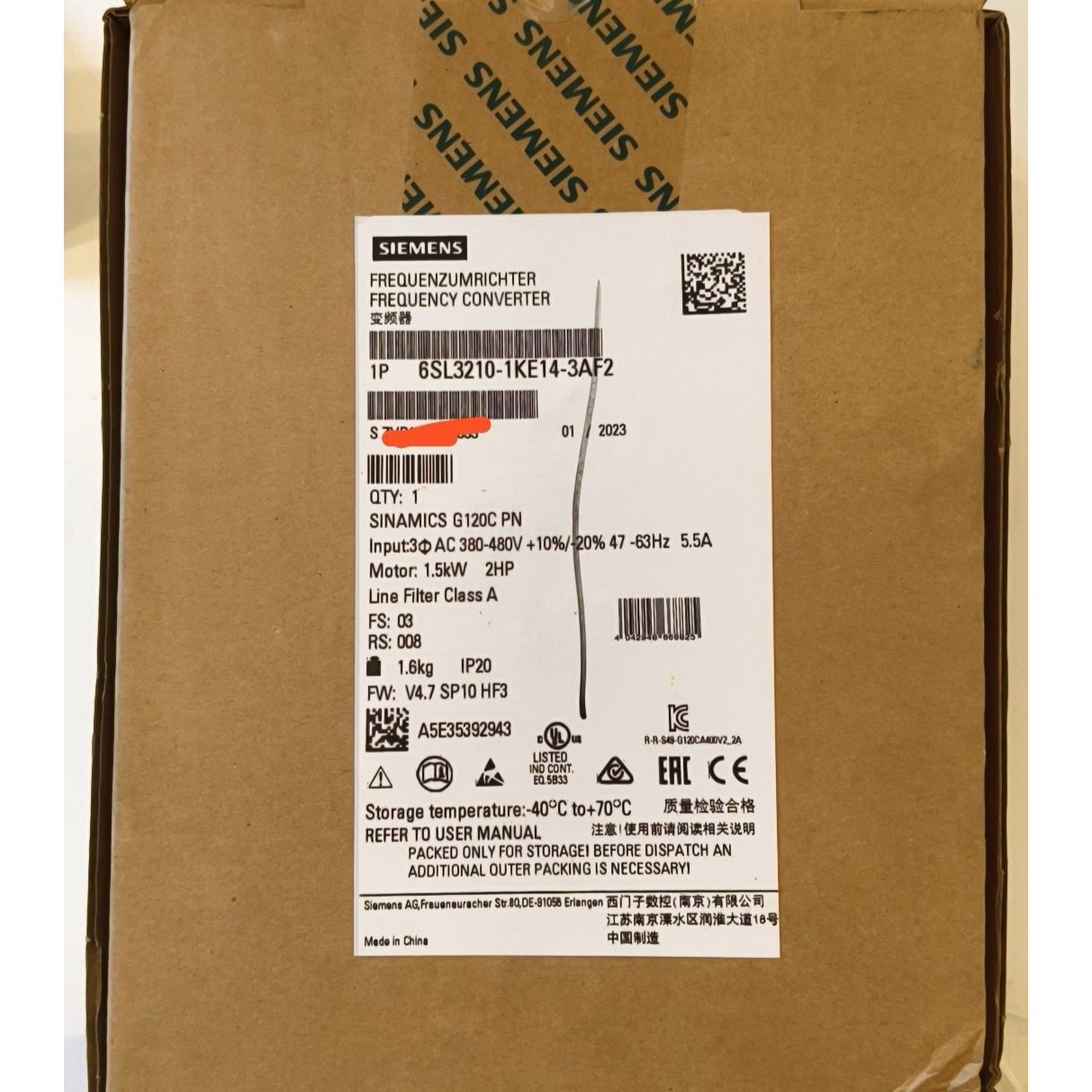 6SL3210-1KE14-3AF2德国进口,全新原装正品现