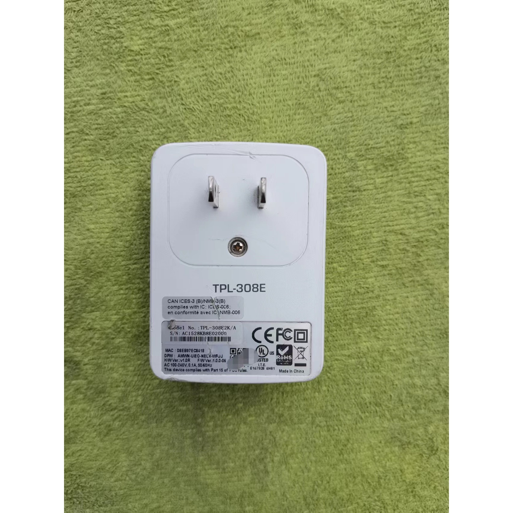 二手原装 TRENDnet趋势TPL-308E2K/A电力猫