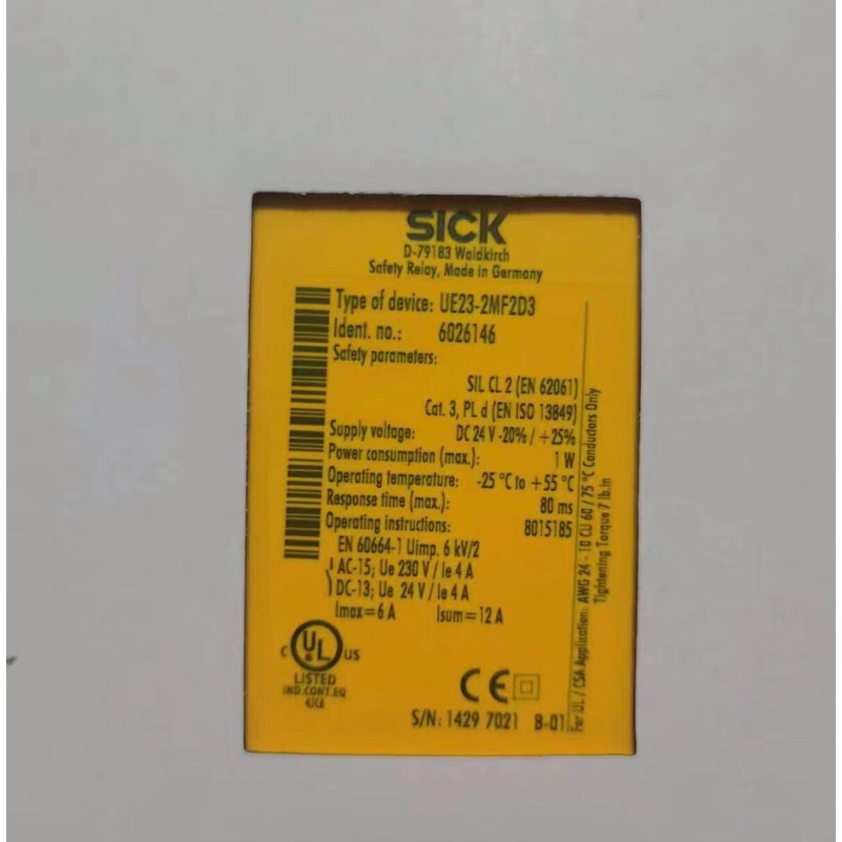 西克安全继电器UE23-2MF2D3订货号,6026146全