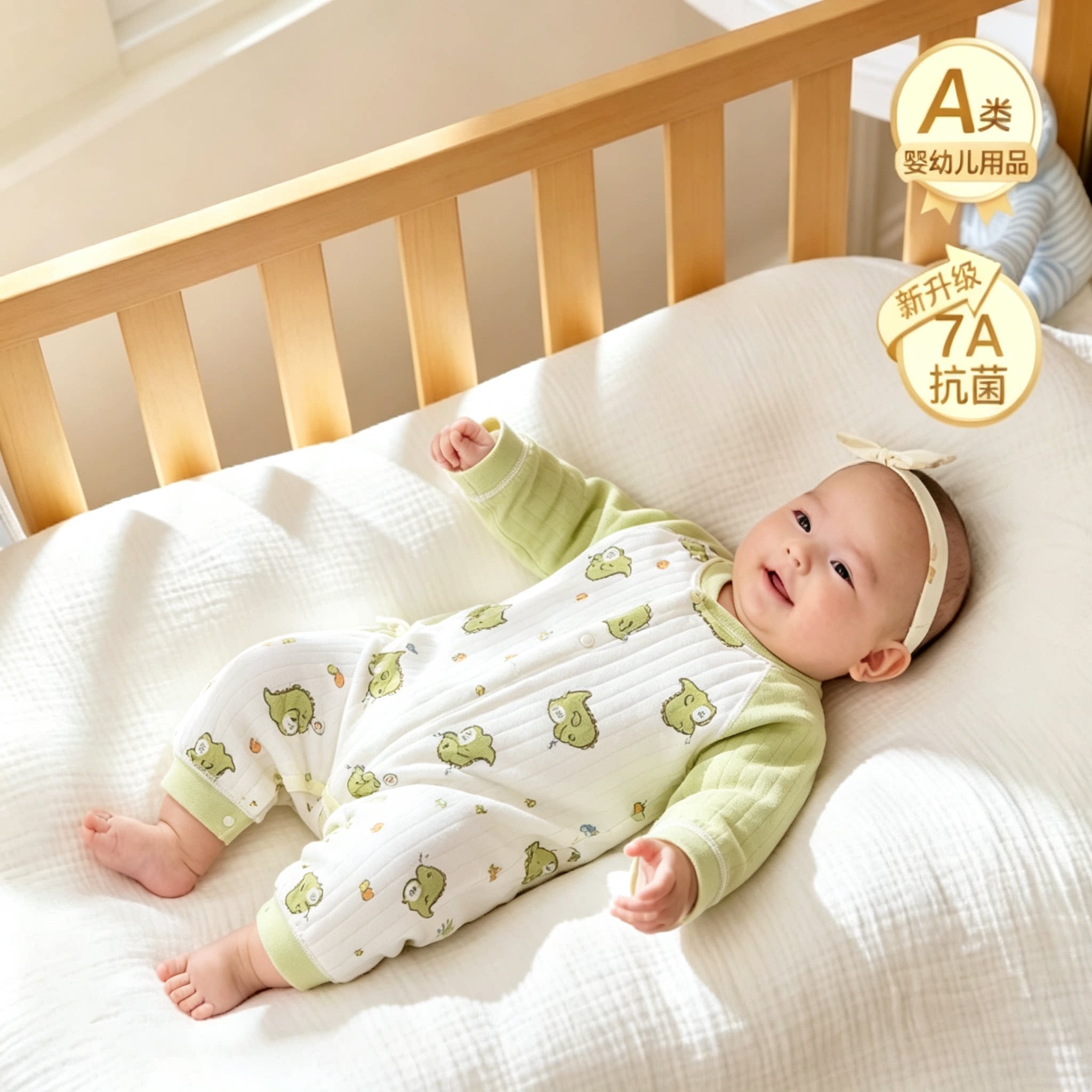 全棉纯棉婴儿连身衣秋冬保暖夹棉哈衣新生儿衣服秋季加厚宝宝套装