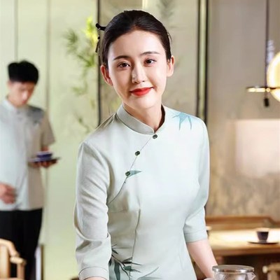 衣研堂星级中餐厅服务员工作服夏装短袖餐饮饭店酒店定制装旗袍女