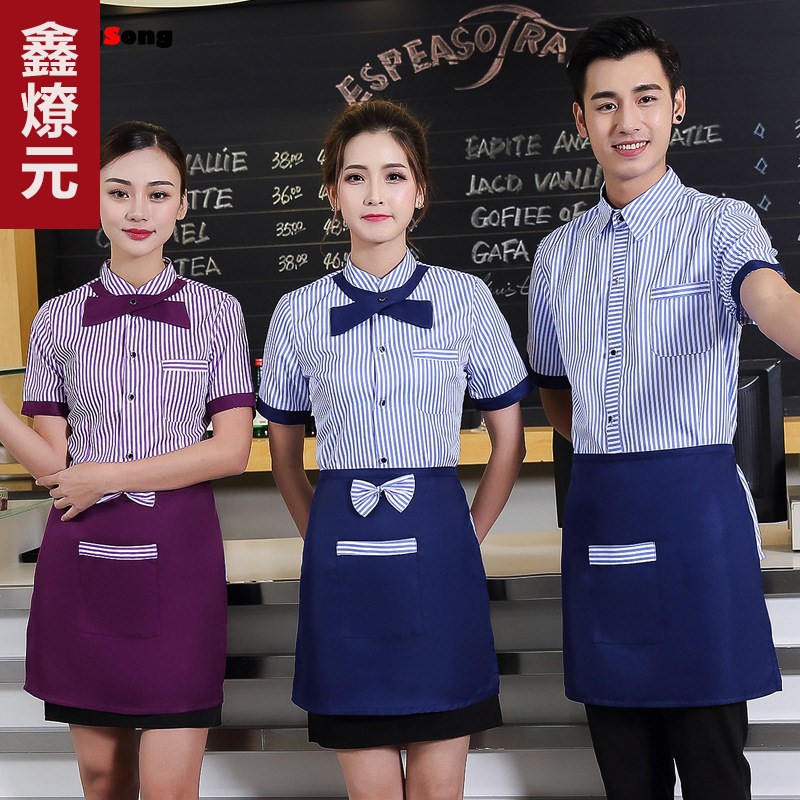 服务员工作服短袖酒店制服夏装网咖啡厅会所蛋糕店面包房坊工装半