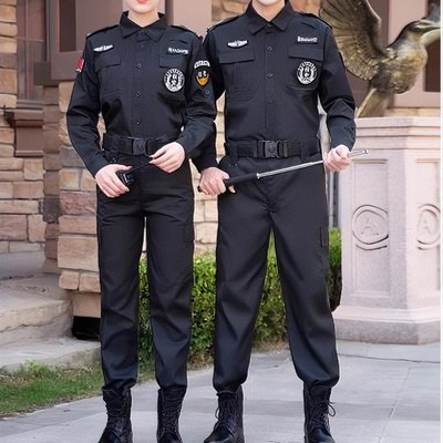 2025新款保安工作服春秋套装男女安保夏装秋冬装黑色短袖保安制服