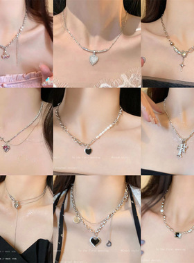 甜酷轻奢珍珠爱心项链女ins潮小众设计锁骨链辣妹毛衣链项链