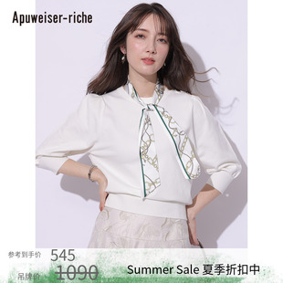 上衣25156610 Apuweiser riche2025春夏新品 附丝巾2way针织款 松版
