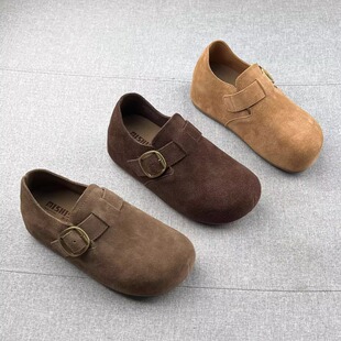 MDCW新款真皮一脚蹬内增高厚底勃肯鞋2025年秋防滑乐福鞋豆豆鞋女