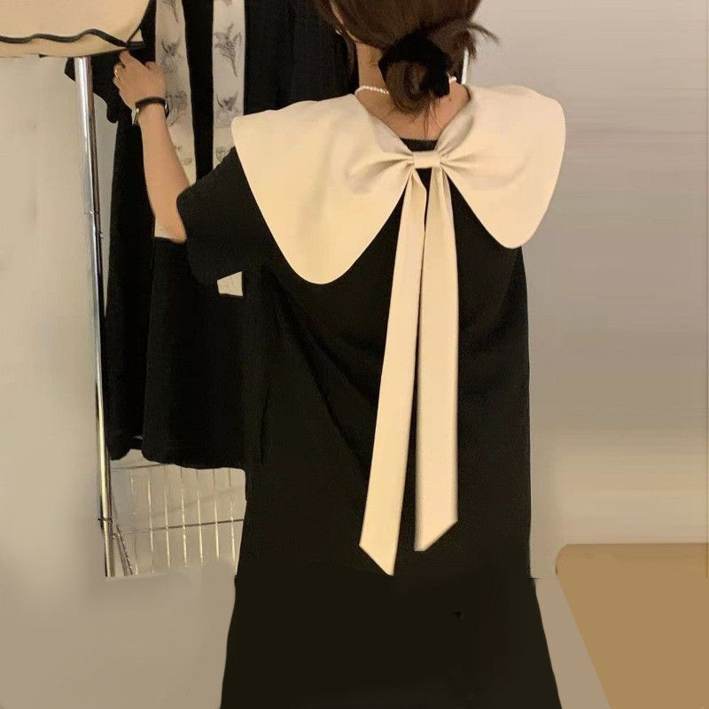DGKP新款娃娃领连衣裙子女夏季2023新款梨形身材微胖遮肚秋季