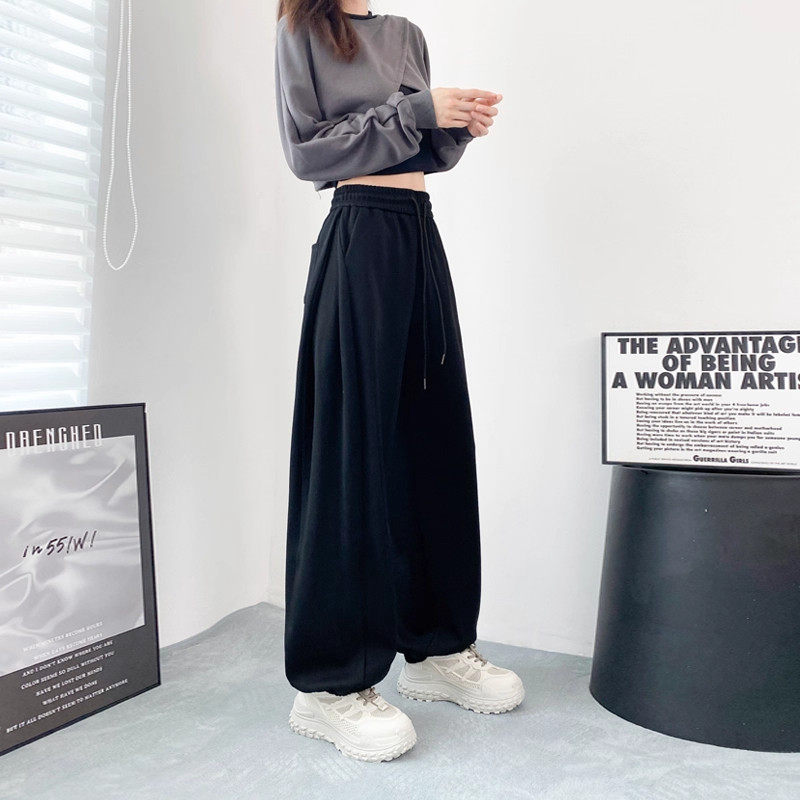 NextLori运动裤女春秋2026新款高腰显瘦宽松休闲阔腿裤束脚灯笼裤
