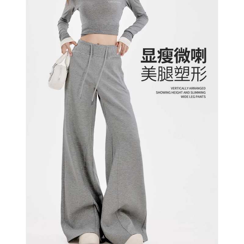 英国DGKP美式微喇运动裤女秋冬加绒2025显瘦喇叭卫裤休闲阔腿裤子